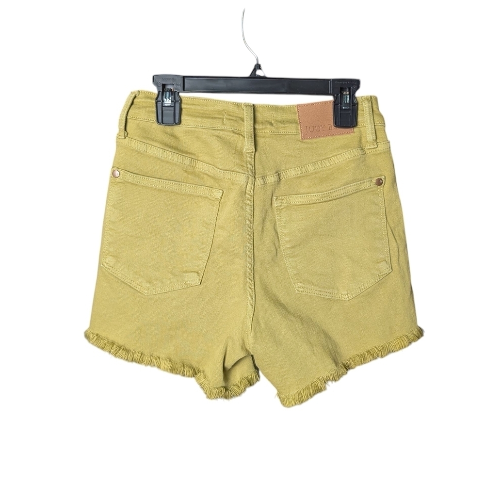 Judy Blue Women's Green/Yellow Frayed Hem Shorts Zipper Pockets Like New - Picture 8 of 10